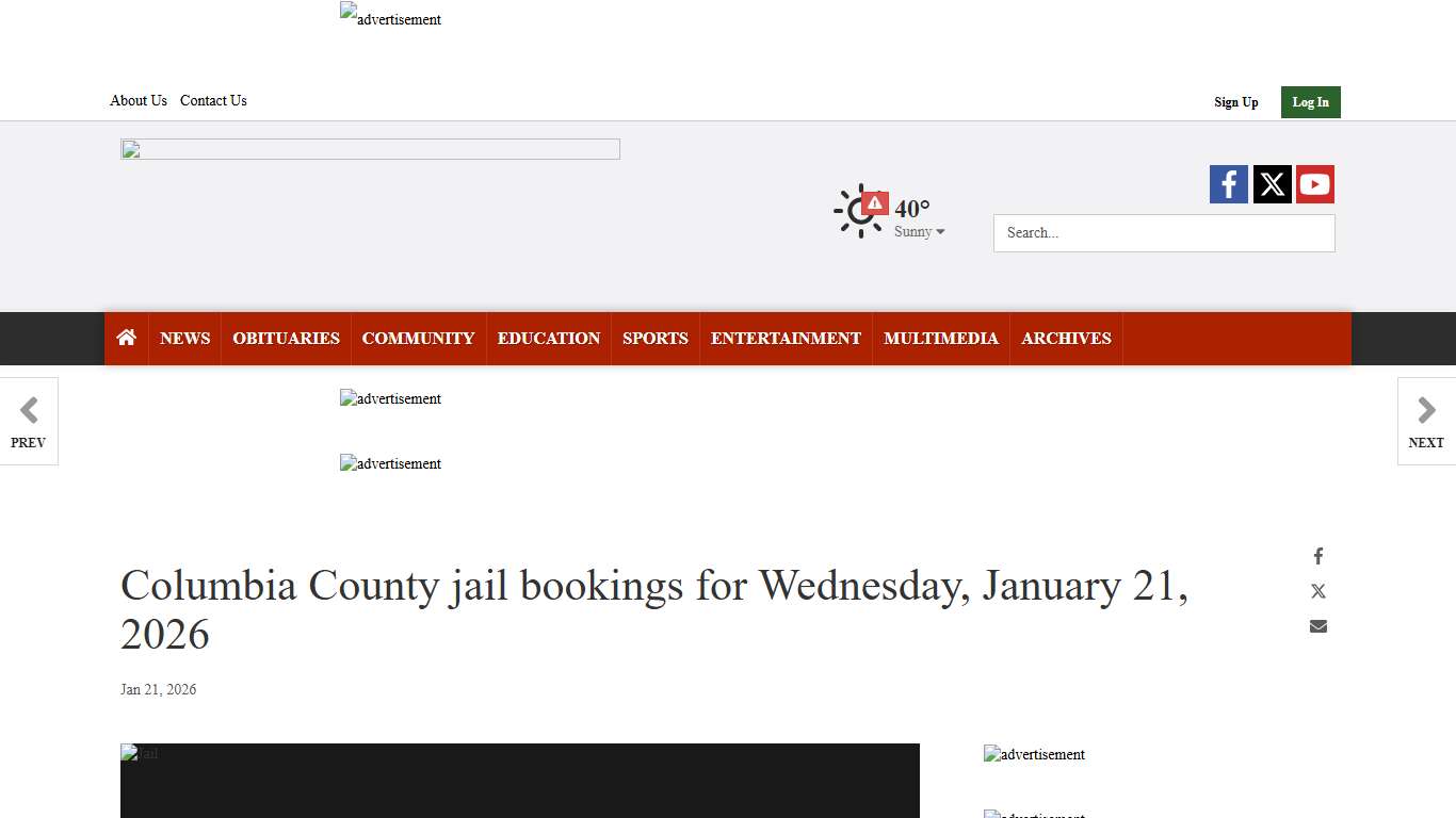 Columbia County jail bookings for Wednesday, January 21, 2026 | magnoliareporter.com